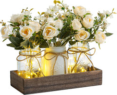 3 Pcs Mason Jar Centerpiece Table Decorations for Dining Table Decor Farmhouse C