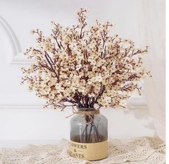 Fake Flowers Artificial Flowers, Real Touch Silk Flowers Faux 5 Pcs Champagne