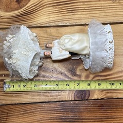 10” Vintage 1959 Plastic Bride & Groom Novelty Wedding Cake Topper Bells *READ*