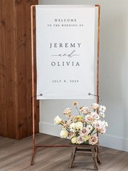 Boho Bridal Fabric Welcome Sign, Custom Linen Wedding Ceremony Sign 1