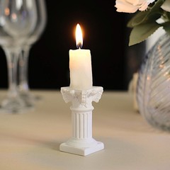 6 White 2.5″ Mini Roman Column Taper Candle Holders Wedding Party Decorations