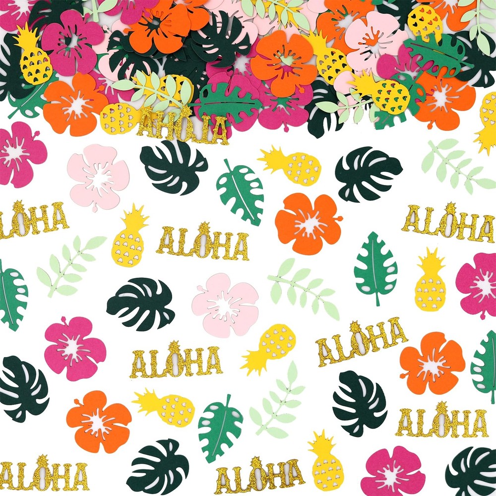 200 Pcs Hawaiian Luau Confetti Aloha Table Decorations Multicolor Party Set