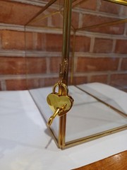 Gold Glass Wedding Card Box with Lock Large Geometric Reception Decor