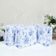 12 WHITE PINK French Toile Paper Gift Bags with Handles Decorations