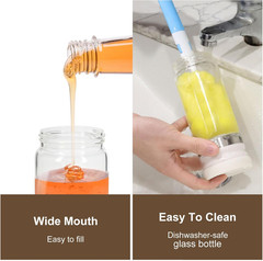 2 Pack 12 Oz Glass Honey Dispenser Pot with Silicone Base No Drip Honey