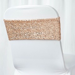 10 Blush Spandex Sequined CHAIR SASHES Ties Wraps Wedding Party Decorations