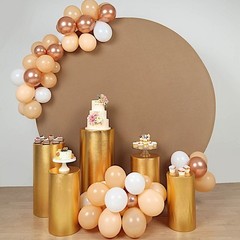 5 GOLD Fitted Metallic Spandex Cylinder Display STAND COVER Set Party Events