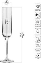 KROSNO Crystal Champagne Flute Glass | Set of 6 | 5.8 oz | Transparent