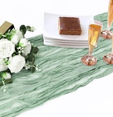2 Pcs 13FT Sage Green Cheesecloth Table sage green cheesecloth table runner