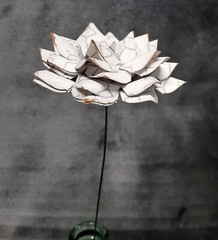 Handmade Paper Flower on stem (Gray Pattern No.1) for Wedding, St. Valentine’s