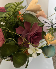 🌸MIXED‑MEDIA SPRING FLORAL DISPLAY • PAPER BLOOMS • FERN GREENERY • BUTTERFLY