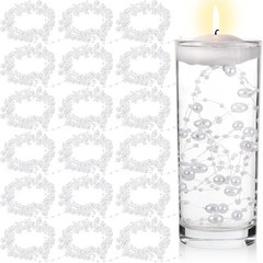 Hicarer 157 Feet 24 Strings Pearl String for Floating Candles Highlight Faux