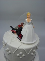 Funny Auto Bride and Groom Wedding cake topper JO