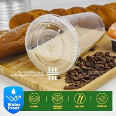 32 oz Sets Clear Plastic Cups with Lids and Straws, Sturdy & Food Safe 32oz 50