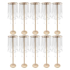 10pc 75cm Large Gold Flower Stand With acrylic Beads Strand Wedding Decor