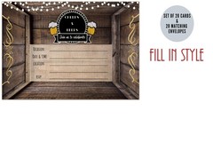 Elcer Cheers and Beers Birthday Country Rustic Fill In Set of 20 Invitations …