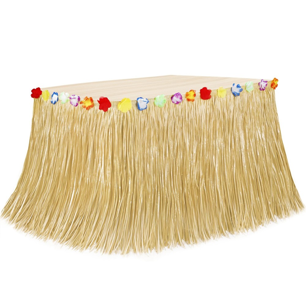 Luau Party Decorations, Natural Hawaiian Grass Table 1 Pack, Gold