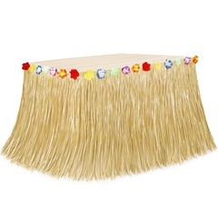 Luau Party Decorations, Natural Hawaiian Grass Table 1 Pack, Gold