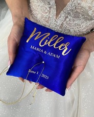 Ring bearer Royal blue wedding, Personalized, Wedding ring pillow Minimalist