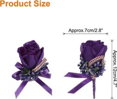 uxcell Wrist Corsage and Boutonnieres Set Handmade Corsages for Wedding, Deep