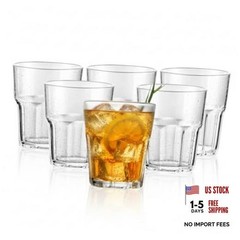6 PCS Clear Plastic Tumblers, Resuable Drinking Glasses 8.8 OZ, BPA Free