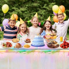 OHOME 4 Pack Iridescence Plastic 54″ x 108″, Iridescent Tablecloth