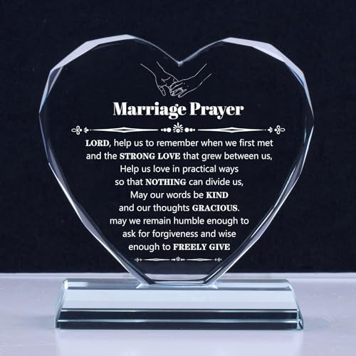 Wedding Gifts for Couples 2025, Marriage Prayer Plaque, Unique K9 Crystal with