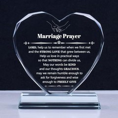 Wedding Gifts for Couples 2025, Marriage Prayer Plaque, Unique K9 Crystal with