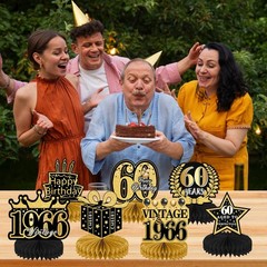 Refavor 9Pcs 60th Birthday Party Decorations – Black Gold