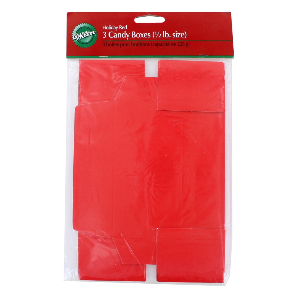 Wilton Holiday Easy To Assemble 1/2 lb. Candy Boxes, Red, 3-Count