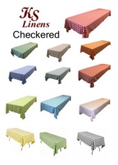 Rectangular Checkered Tablecloth Multiples Colors & Sizes,ideal for party rental