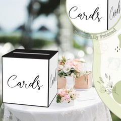 White and Black Card Box for Parties, Weddings, Birthdays, Bridal Baby Showe…
