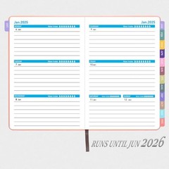 Planner 2025-2026, Month Weekly Planner Runs JAN 2025 to JUN 2026, 2025 Rose