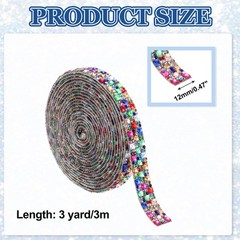 3 Yards Self-Adhesive Rhinestone Ribbon Roll (Mixed Colors 12mm/0.47″ Wide)