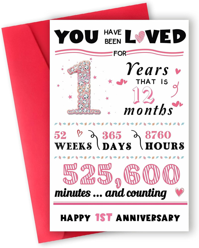 Happy 1St Anniversary Wedding Gifts for Him Her,Romantic One Year Anniversary Ca