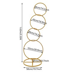 5.02ft Gold Metal Flower Stand – Stylish Square Pillar Arch with 4-Tiers