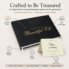 Only Zest Funeral Guest Book for Memorial Service Black