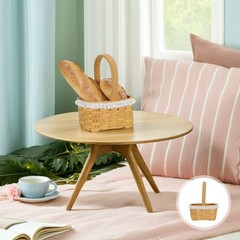 Natural Wood Flower Basket with Handle for Wedding and Everyday Floral Display