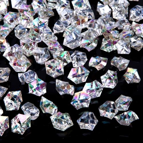 Dazzling Clear Fake Ice Rocks, 150PCS Clear Holographic Acrylic Crushed ICES