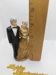 Vintage 80s Coast Novelty Cake Topper Anniversary Gold Dress 4.25″