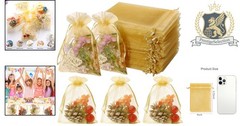 Versatile Gold Organza Bags 100 Count – Elegant Storage for Gifts & Jewelry