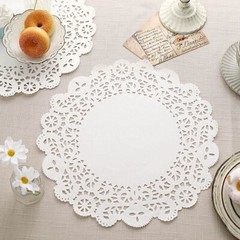 100 WHITE 14″ Round Disposable Lace PAPER DOILIES PLACEMATS Event Party Supplies