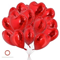 30Pcs 18 Inch Heart Balloons Valentine’s Day Heart Shape Foil Mylar Red