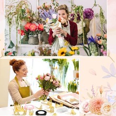 195Pcs Flower Bouquet Supplies – Wrapping Paper, Gold Crowns, Butterflies & Ribb