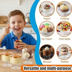 2 oz Mini Plastic Dessert Cups with Spoons – 120 Pack – Plastic Dessert Cups