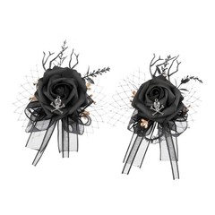 Black gothic corsage wrist accessory for Halloween outfit styling