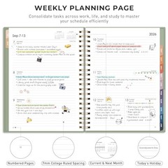 Academic Planner 2026-2027, Weekly and Monthly, July 8.5″ x 11″ Light Green