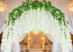 100Pcs Wisteria Hanging Flowers,3.6 Feet/Piece White Hanging White-100pcs