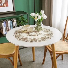 Lace Small Round Tablecloth Doilies Table Topper Scarf 24″ (Round) Stone