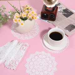 Lace Doilies for Tables, 6 Pcs 6 Inch Vintage Crochet 6 inches, White